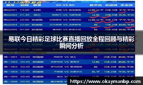 易联今日精彩足球比赛直播回放全程回顾与精彩瞬间分析